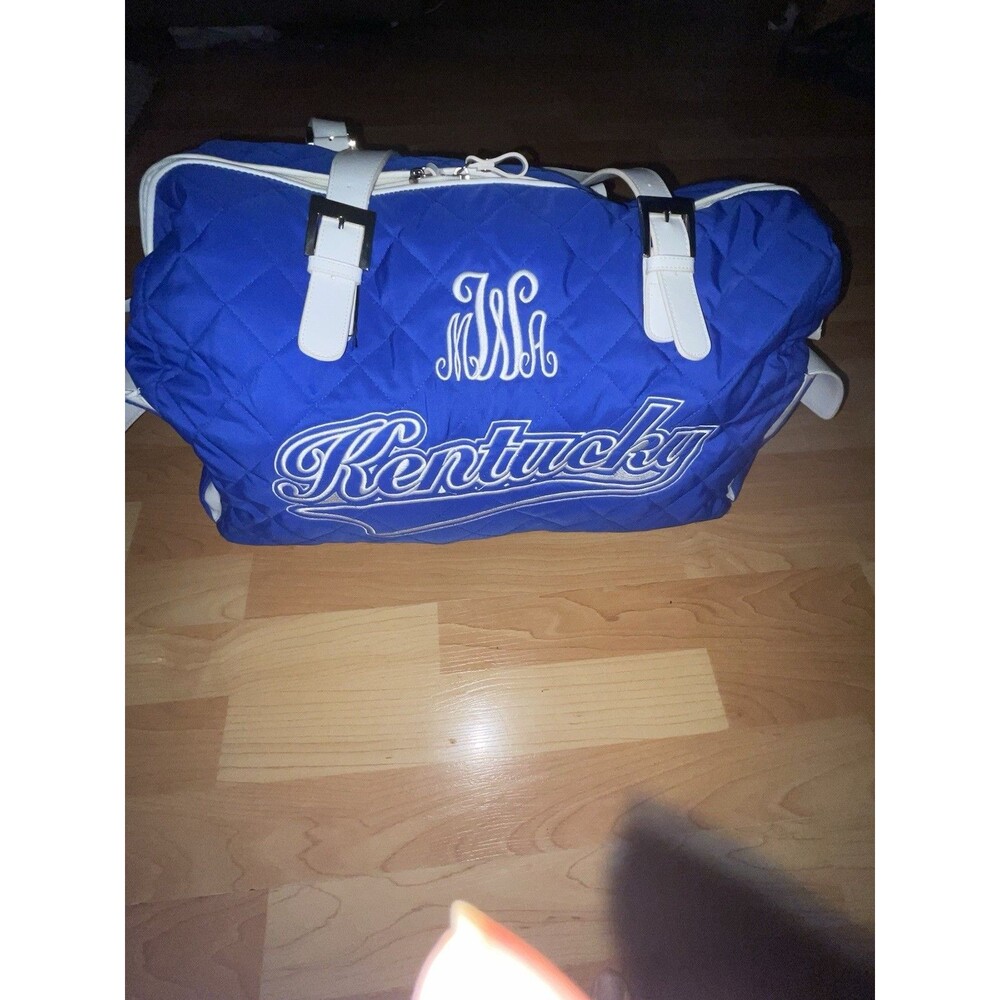 Bueno University of Kentucky Quilted Duffle Bag Blue White Monogram MWA Used
